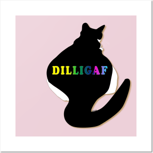 Cute Tuxedo Cat DILLIGAF Posters and Art